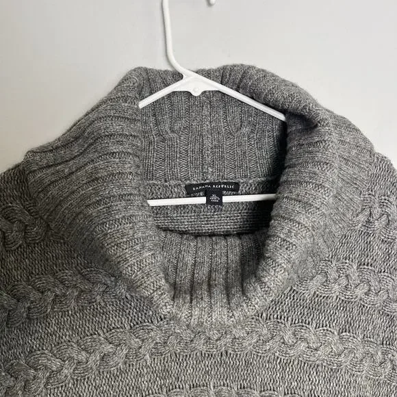 Banana Republic Women Turtleneck Sleeveless Sweater Lambswool Cotton Sz XL Gray - Picture 6 of 12